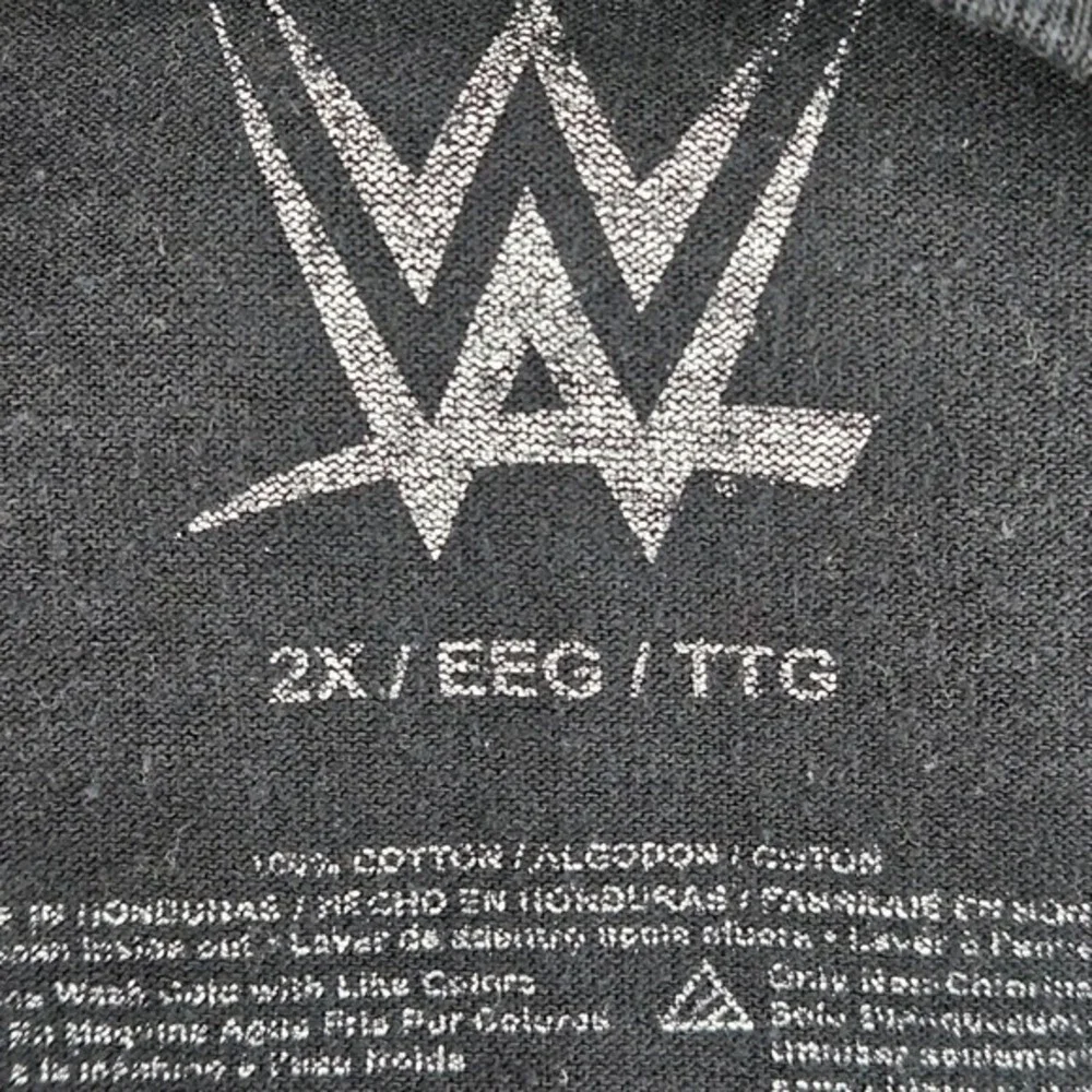 WWE Men Shirt 2X Black Knit Wrestlers Short‎ Sleeve Logo Cotton